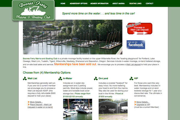 Boones Ferry Marina web design