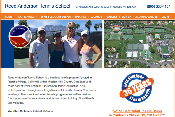 Reed Anderson Tennis web design