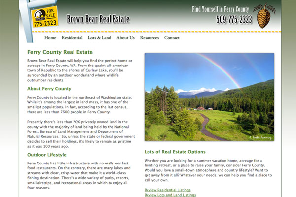 Brown Bear Real Estate web design